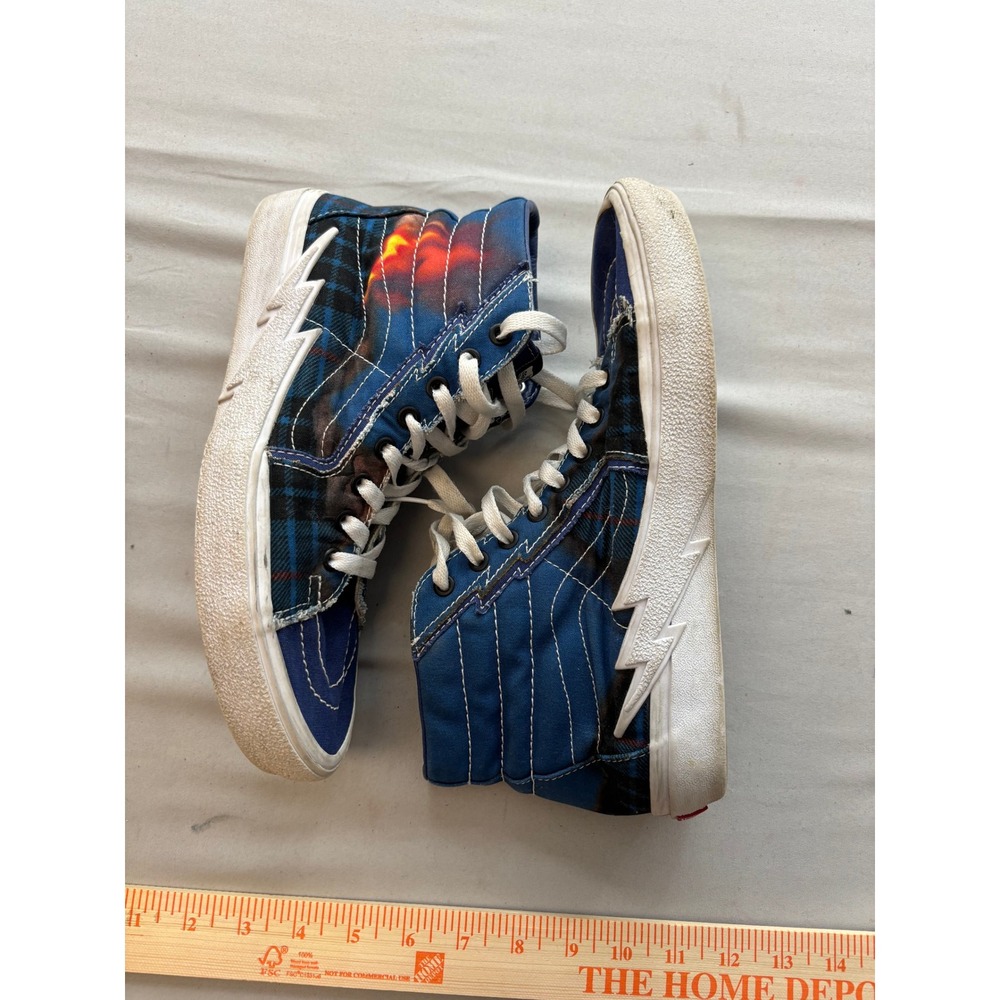 Vans Sk8-Hi Blue Plaid Graphic Lightning Bolt Sneakers Mens 9 Womens 10.5